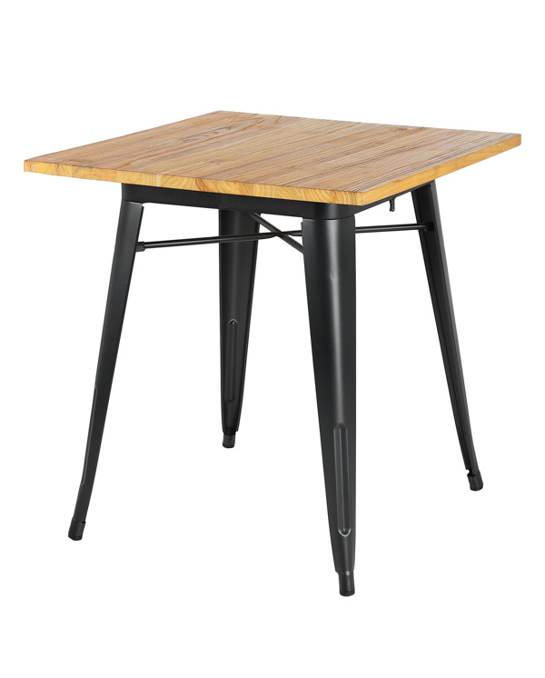 Bistrotisch TOLIX, schwarz mit Holzplatte
